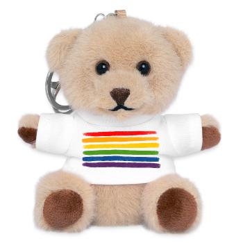 Rayures arc-en-ciel LGBTQIA+- - Porte-clés ourson - blanc - Devant