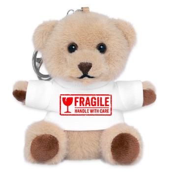 Fragile Handle with Care Versandmarkenvektor - Teddy Schlüsselanhänger - Weiß - Vorne