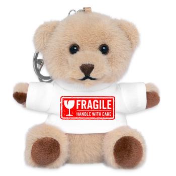 Fragile Handle with Care Versandmarkenvektor - Teddy Schlüsselanhänger - Weiß - Vorne