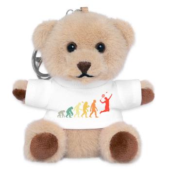 Badminton Evolution Badmintonspieler Smash Retro - Teddy Schlüsselanhänger - Weiß - Vorne