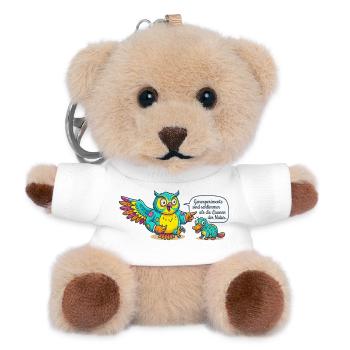 Bunte Eulenfreundschaft Szene - Teddy Schlüsselanhänger - Weiß - Vorne