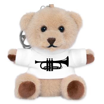 Trompete Geschenk Musiker Blasmusik - Teddy Schlüsselanhänger - Weiß - Vorne