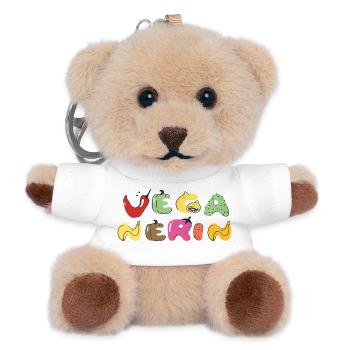 Vegan  Bunte Gemüsebuchstaben - Teddy Schlüsselanhänger - Weiß - Vorne