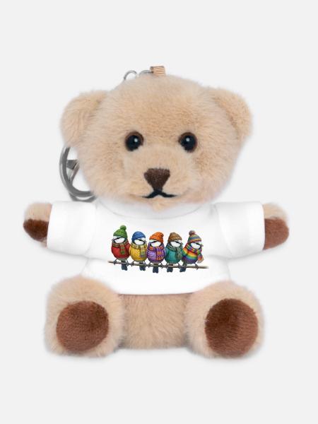 Blaumeisen mit Strickschals Winter Weihnachten - Teddy Schlüsselanhänger - Weiß