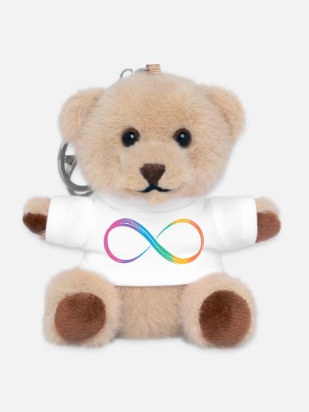 Unendlichkeitszeichen Regenbogen Autismus-Spektrum - Teddy Schlüsselanhänger - Weiß