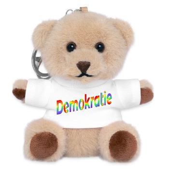 Regenbogen Demokratie - Teddy Schlüsselanhänger - Weiß - Vorne