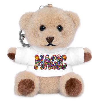 Magischer Psychedelic Schriftzug - Teddy Schlüsselanhänger - Weiß - Vorne