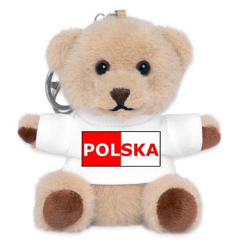 Polska Farbblock Flaggendesign - Teddy Schlüsselanhänger - Weiß - Vorne