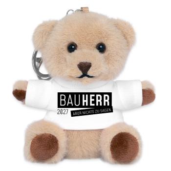 Bauherr 2027 - aber nichts zu sagen - Teddy Schlüsselanhänger - Weiß - Vorne