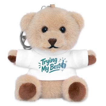 Trying My Best - Achtsamkeit Spruch - Teddy Schlüsselanhänger - Weiß - Vorne