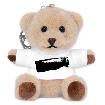 Pinselstrich - Tusche Streifen - Teddy Schlüsselanhänger - Weiß - Vorne