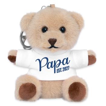 Baby verkünden, Papa 2027 - Teddy Schlüsselanhänger - Weiß - Vorne