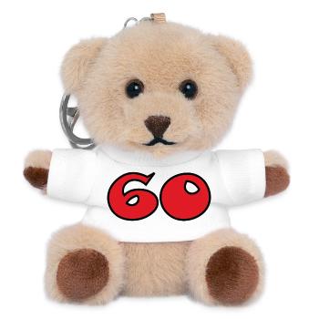 60. 60 JAHRE. 60-JÄHRIGES JUBILÄUM. 60. GEBURTSTAG. - Teddy Schlüsselanhänger - Weiß - Vorne