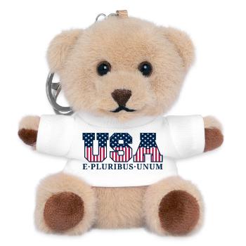 College USA Red White Blue Stars And Stripes Motto - Teddy Schlüsselanhänger - Weiß - Vorne