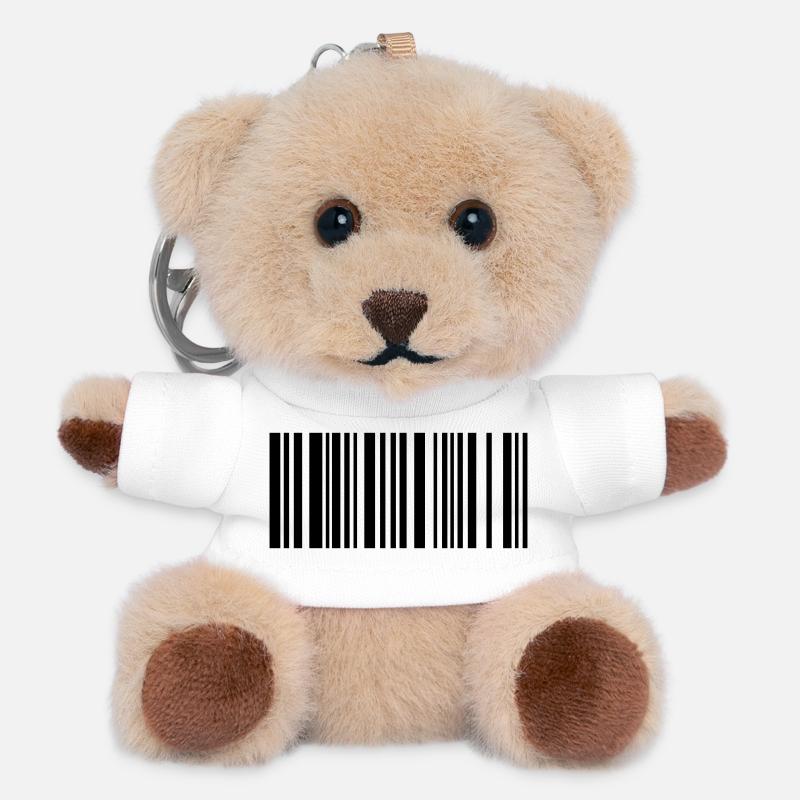 barcode - Teddy Keyring - white