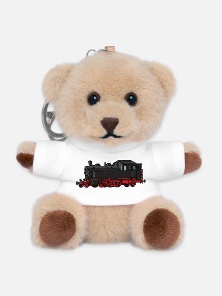 Dampflok - Teddy Schlüsselanhänger - Weiß