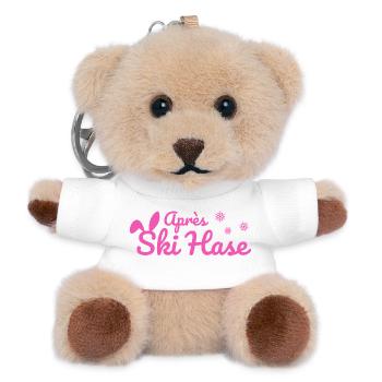 Apres Ski Hase Skihase Après Ski Party Schnee pink - Teddy Schlüsselanhänger - Weiß - Vorne