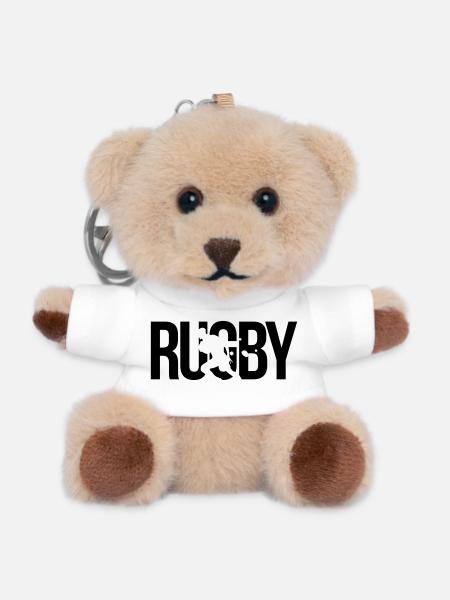 rugby - Porte-clés ourson - blanc