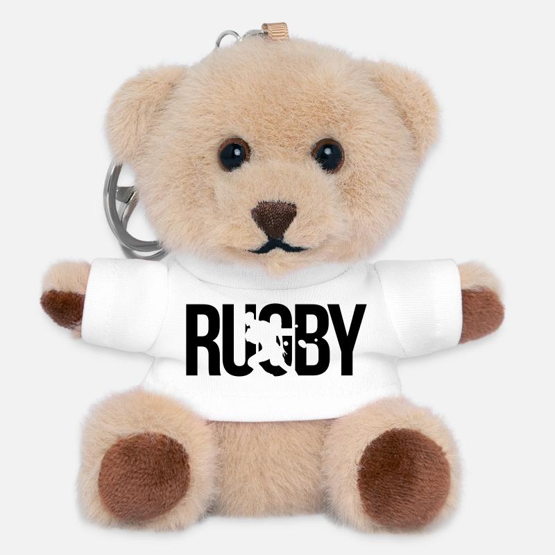 rugby - Porte-clés ourson - blanc