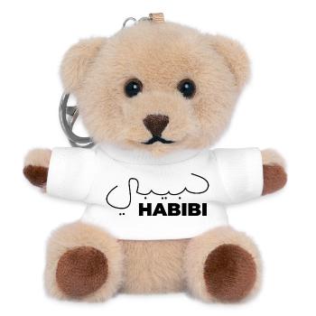 Habibi Schatz Arabischer Ausdruck Geschenk Heart - Teddy Schlüsselanhänger - Weiß - Vorne
