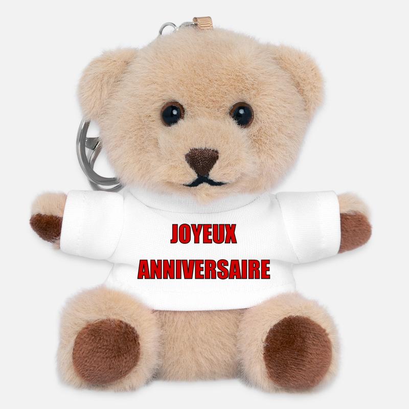 Joyeux Anniversaire. Happy birthday. - Porte-clés ourson - blanc