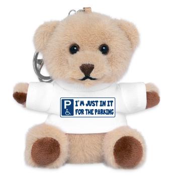 Ich sitze im Rollstuhl für die Parkplätze # - Teddy Schlüsselanhänger - Weiß - Vorne
