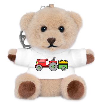 Traktor mit Anhänger - Teddy Schlüsselanhänger - Weiß - Vorne