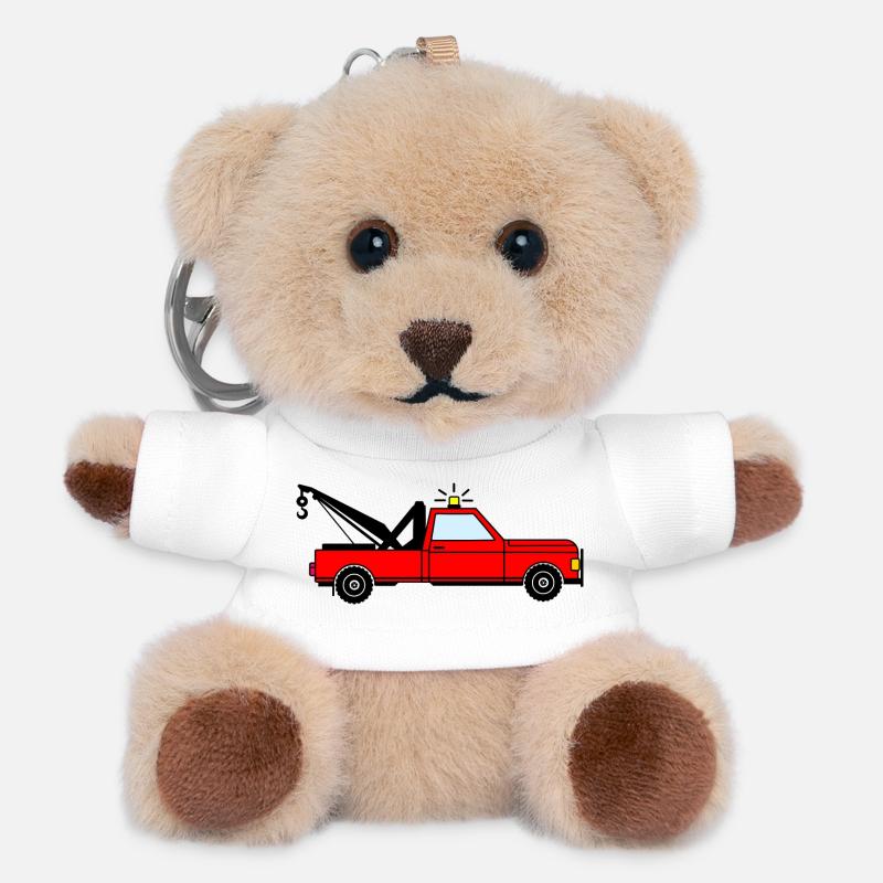 Abschleppwagen rot - Teddy Schlüsselanhänger - Weiß