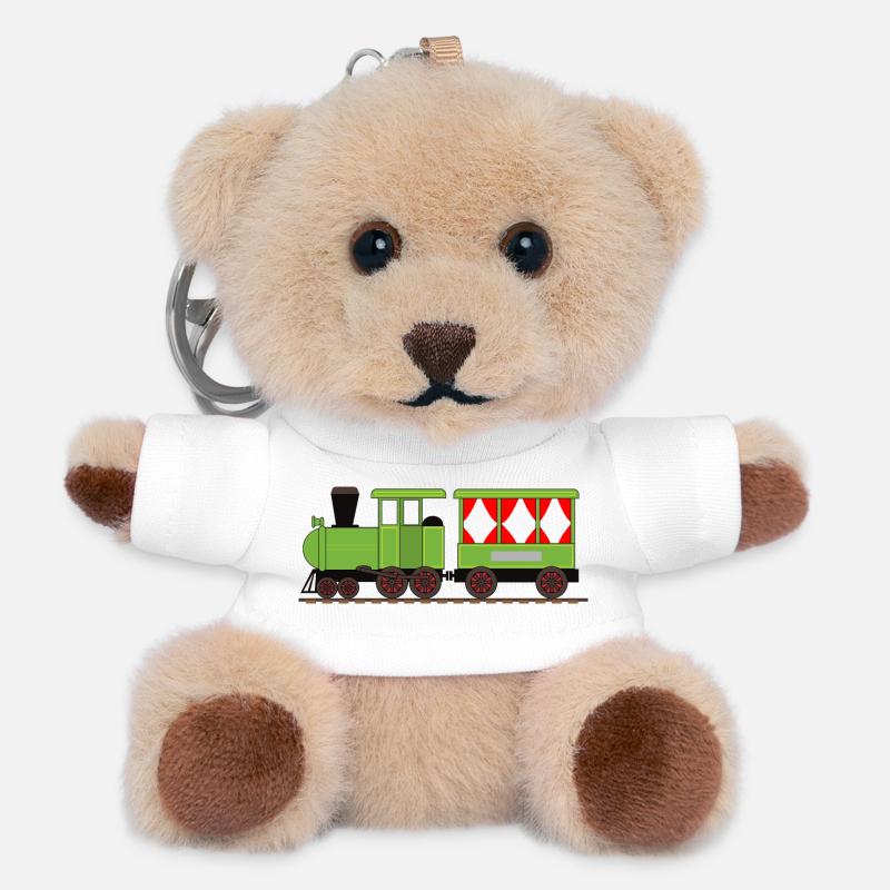 Dampflok Zug Eisenbahn - Teddy Schlüsselanhänger - Weiß