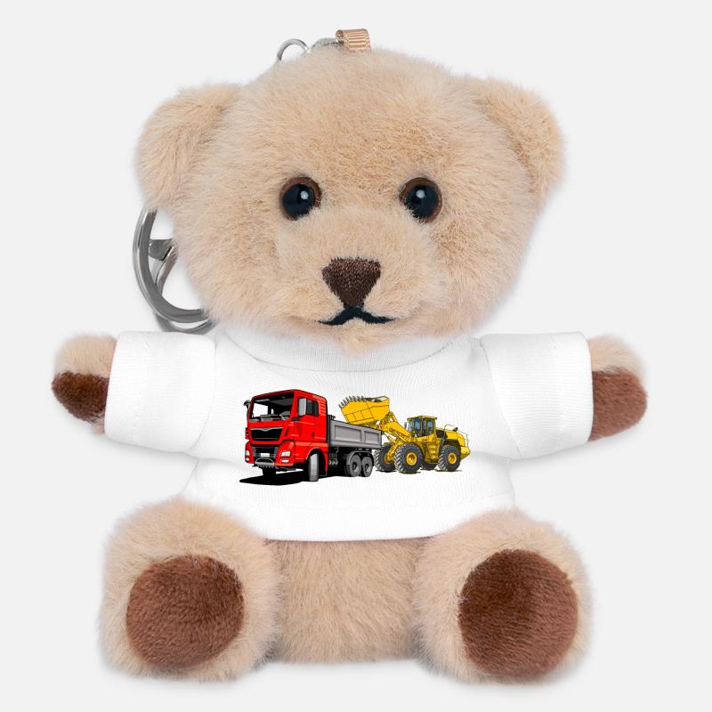 Lastauto mit Radlader - Teddy Schlüsselanhänger - Weiß