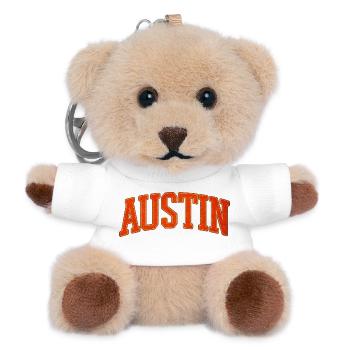 Austin Varsity Schriftzug - Teddy Schlüsselanhänger - Weiß - Vorne