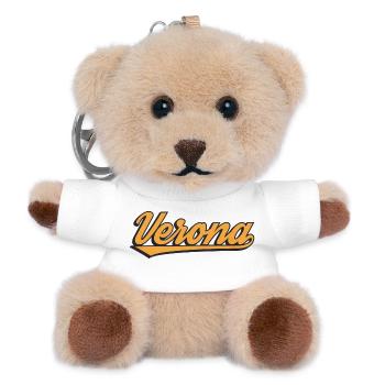 Verona Retro Script Logo - Teddy Keyring - white - Front