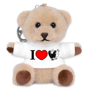Love chickens - Teddy Keyring - white - Front