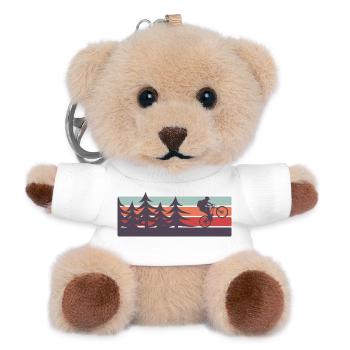 Retro MTB Mountain Bike Forest - Teddy Keyring - white - Front
