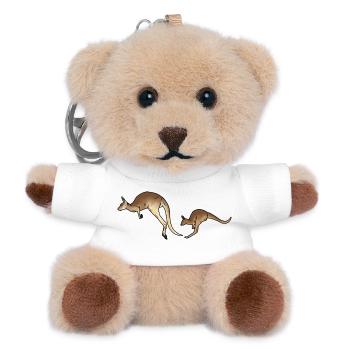 Känguru Mutter und Kind farbig - Teddy Schlüsselanhänger - Weiß - Vorne