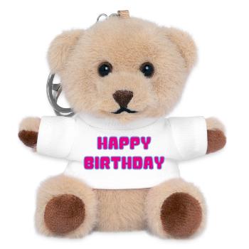 JAHRESTAG. ALLES GUTE ZUM GEBURTSTAG. ALLES GUTE ZUM GEBURTSTAG. - Teddy Schlüsselanhänger - Weiß - Vorne
