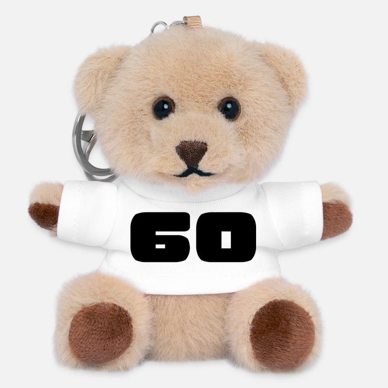 60. 60 ANS. 60e ANNIVERSAIRE. ANNIVERSAIRE 60 ANS. - Porte-clés ourson - blanc