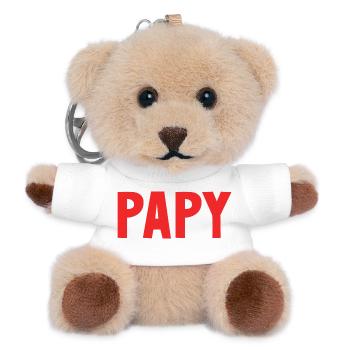 PAPY. FÊTE DES PÈRES. BONNE FÊTE PAPY. JE T'AIME. - Porte-clés ourson - blanc - Devant