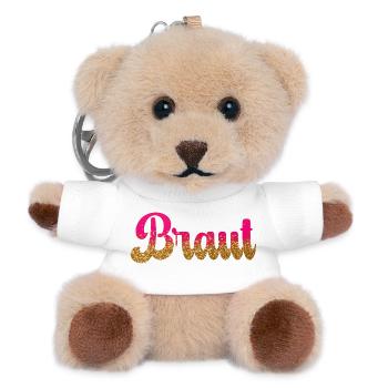 Team Braut! Pink, Gold Glitzer - Teddy Schlüsselanhänger - Weiß - Vorne
