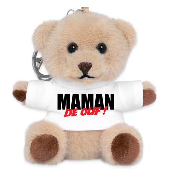 Verrückte Mama! - Teddy Schlüsselanhänger - Weiß - Vorne
