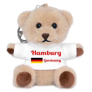 Hambourg, Allemagne - Imprimés élégants - Porte-clés ourson - blanc - Devant