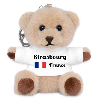 Straßburg Frankreich - Stilvolle Drucke - Teddy Schlüsselanhänger - Weiß - Vorne