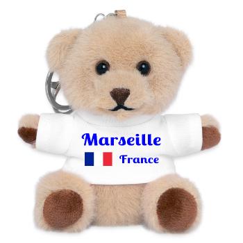 Marseille, France- Imprimés élégants - Porte-clés ourson - blanc - Devant