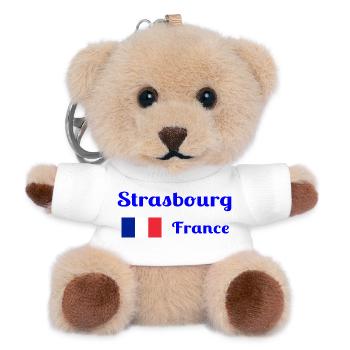 Straßburg Frankreich - Stilvolle Drucke - Teddy Schlüsselanhänger - Weiß - Vorne