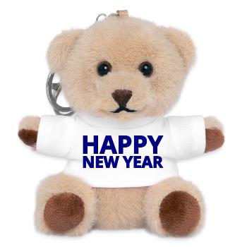 Happy New Year - Porte-clés ourson - blanc - Devant