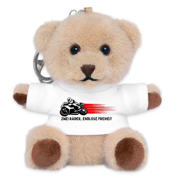 Two Wheels, Endless Freedom - Motorcycle Edition - Teddy Keyring - white - Front