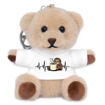 Cozy sloth with coffee cup - Teddy Keyring - white - Front