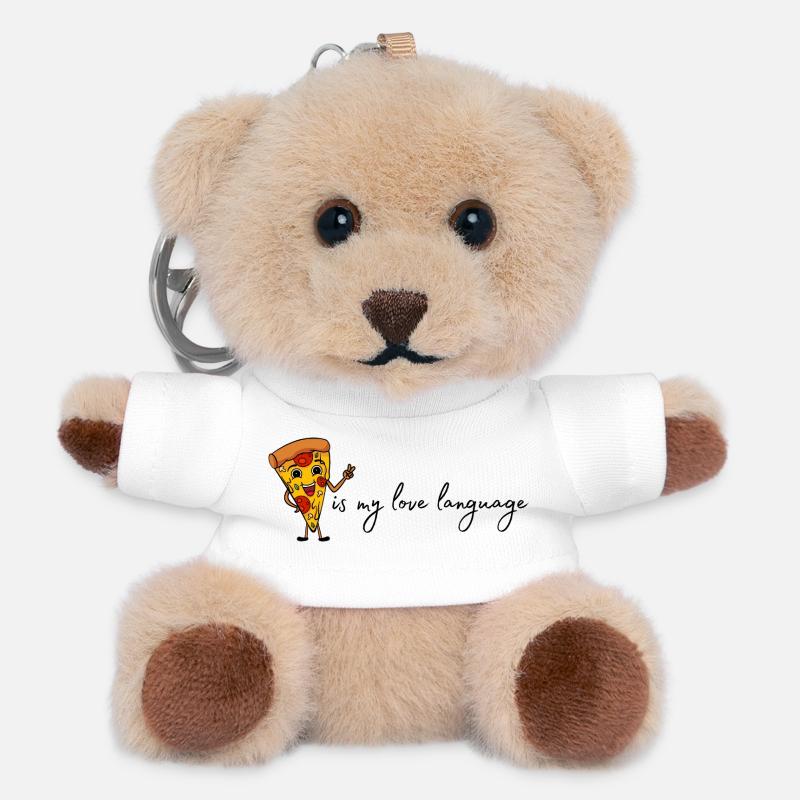 Pizza - Teddy Schlüsselanhänger - Weiß