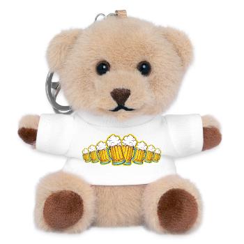 Bier Party Bierglas Anstoßen - Teddy Schlüsselanhänger - Weiß - Vorne