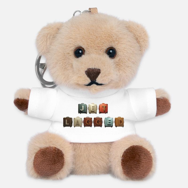 JET LAGGED – suitcase in the air - Teddy Keyring - white